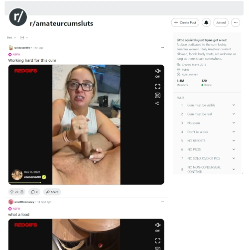 r/AmateurCumsluts Review: The Go-To Subreddit for Amateur Cumshot Lovers
